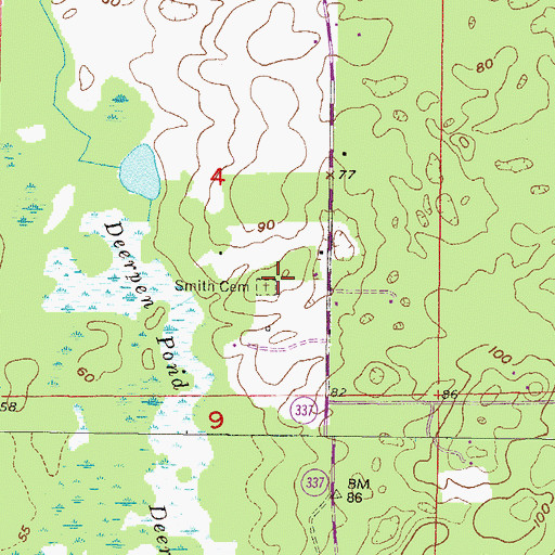 Topographic Map of Smith Cemetery, FL