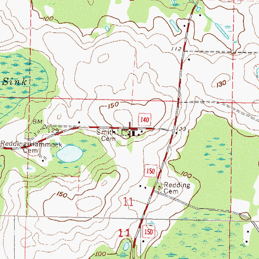 Topographic Map of Smith Cemetery, FL