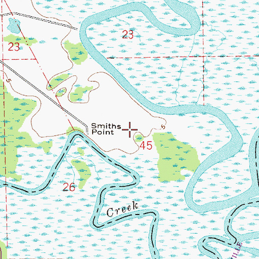 Topographic Map of Smiths Point, FL