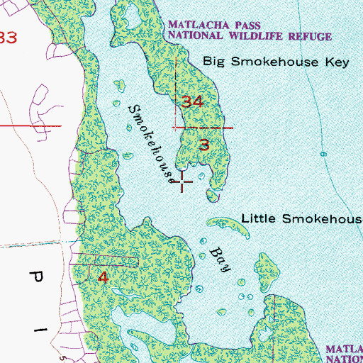 Topographic Map of Smokehouse Bay, FL