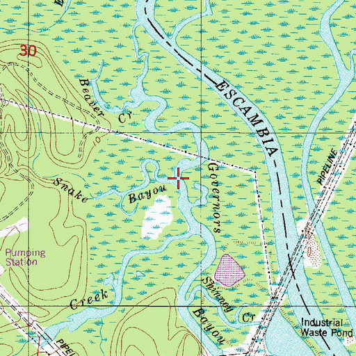 Topographic Map of Snake Bayou, FL