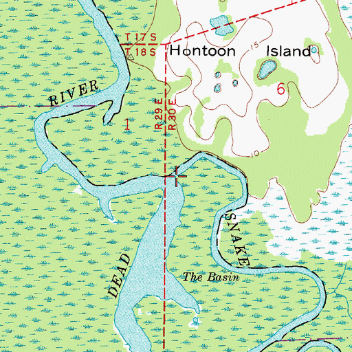 Topographic Map of Snake Creek, FL