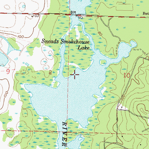 Topographic Map of Sneads Smokehouse Lake, FL