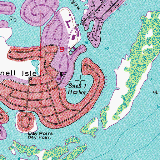 Topographic Map of Snell Island Harbor, FL