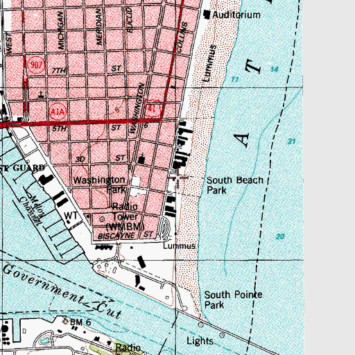 Topographic Map of South Beach Park, FL