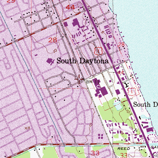 Topographic Map of South Daytona, FL