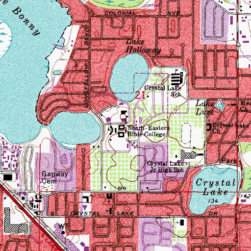 Topographic Map of South Eastern Bible College, FL