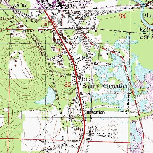 Topographic Map of South Flomaton, FL
