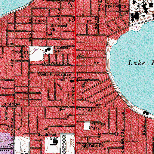 Topographic Map of South Florida Avenue Church, FL