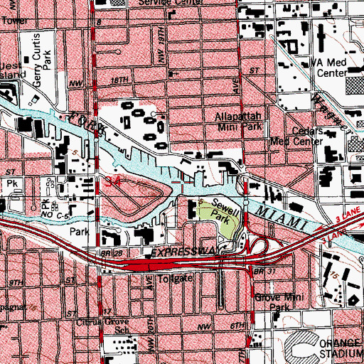 Topographic Map of South Fork Miami River, FL