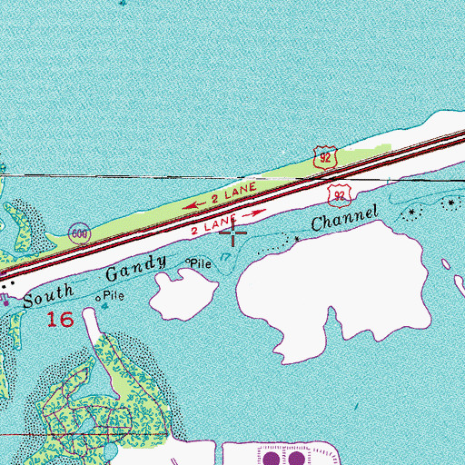 Topographic Map of South Gandy Channel, FL