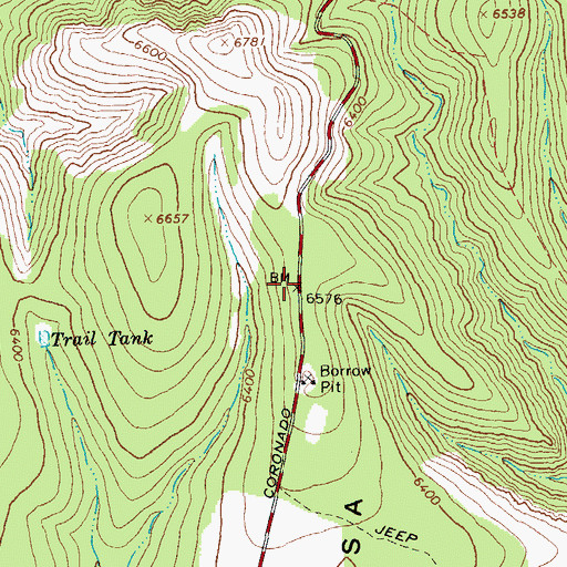 Topographic Map of Four Bar Mesa, AZ