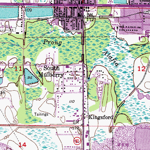 Topographic Map of South Mulberry, FL
