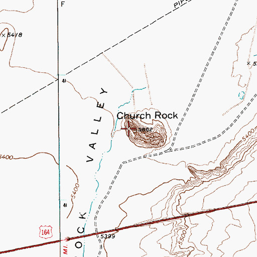 Topographic Map of Church Rock, AZ