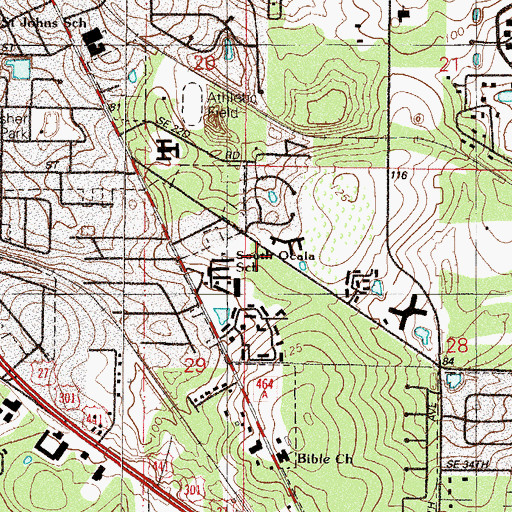 Topographic Map of South Ocala Elementary School, FL