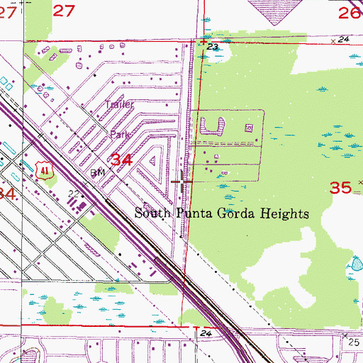 Topographic Map of South Punta Gorda Heights, FL