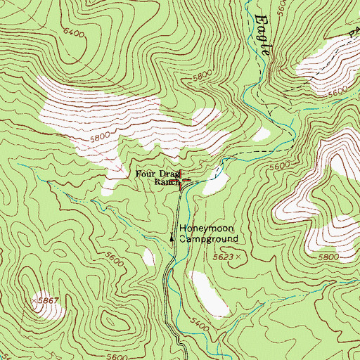 Topographic Map of Four Drag Ranch, AZ