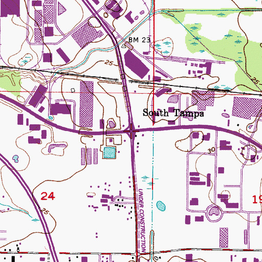 Topographic Map of South Tampa, FL