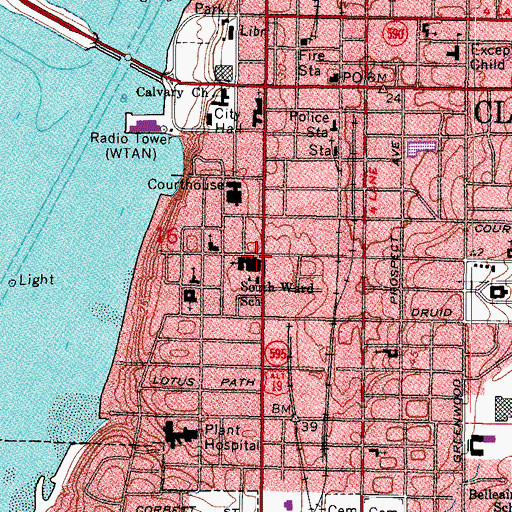 Topographic Map of South Ward Elementary School, FL