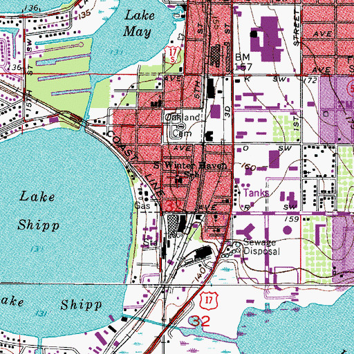 Topographic Map of South Winter Haven School, FL