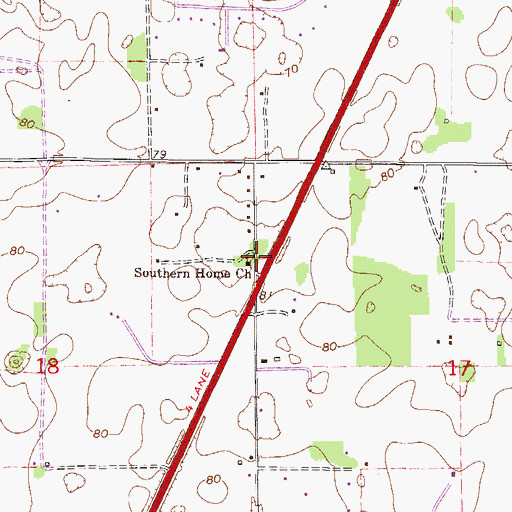 Topographic Map of Southern Home Church, FL