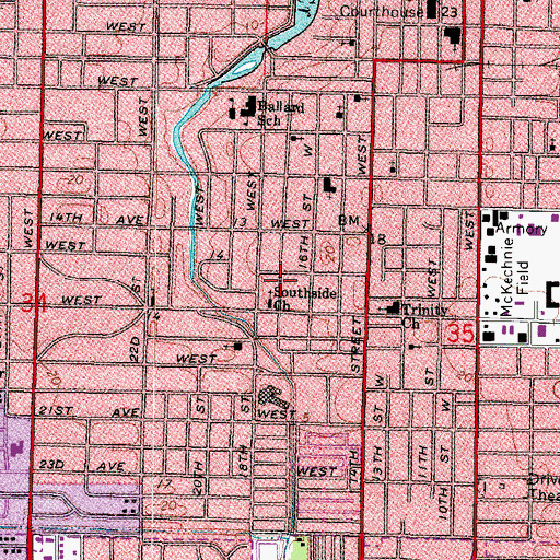 Topographic Map of Southside Church, FL