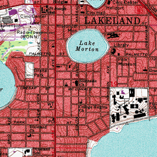 Topographic Map of Southside Church, FL