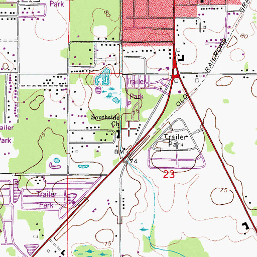 Topographic Map of Southside Church, FL