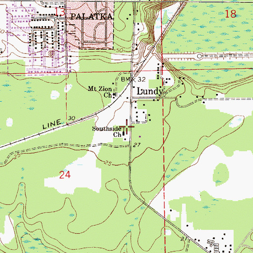 Topographic Map of Southside Church, FL