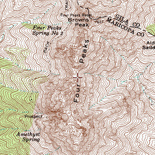 Topographic Map of Four Peaks, AZ