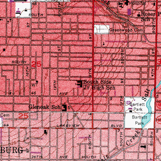 Topographic Map of Southside Junior High School, FL