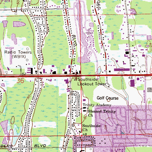Topographic Map of Southside Lookout Tower, FL