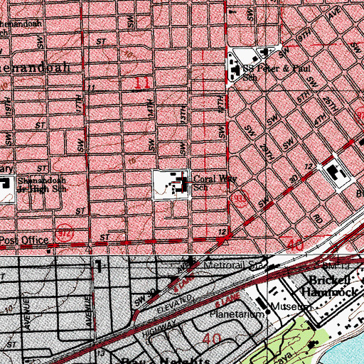 Topographic Map of Coral Way School, FL