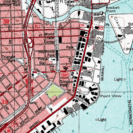 Topographic Map of Southside School, FL