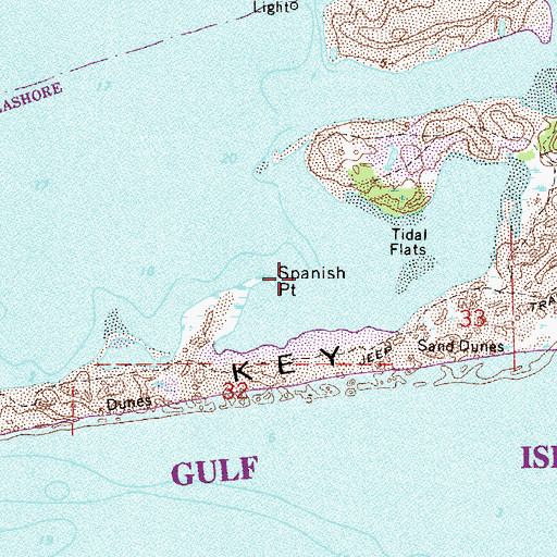 Topographic Map of Spanish Point, FL