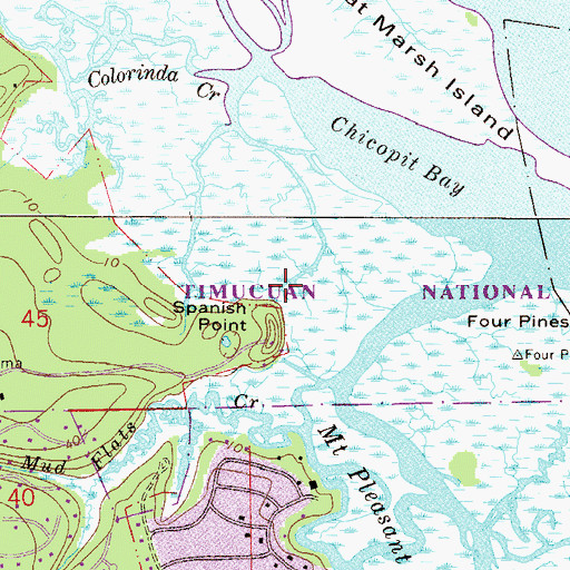Topographic Map of Spanish Point, FL