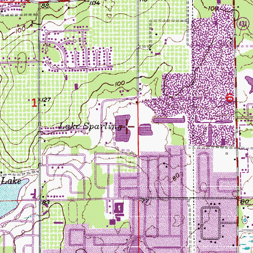 Topographic Map of Lake Sparling, FL