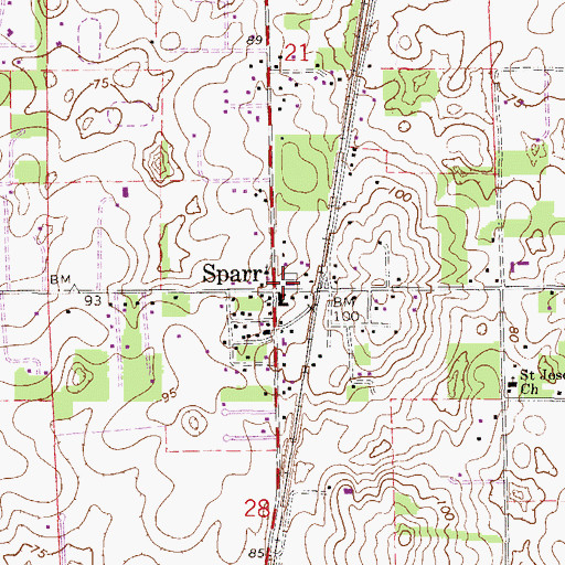 Topographic Map of Sparr, FL