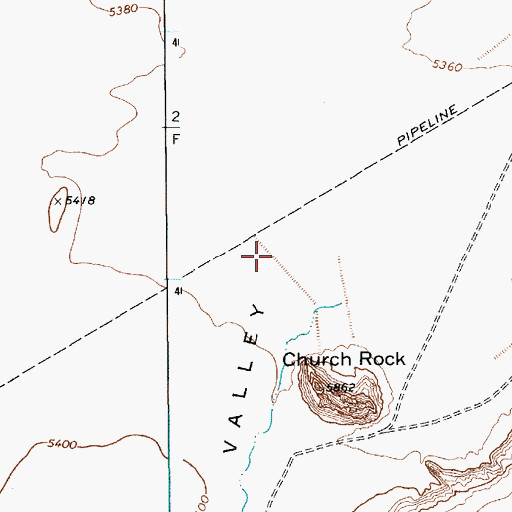 Topographic Map of Church Rock Valley, AZ