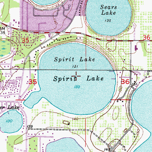 Topographic Map of Spirit Lake, FL