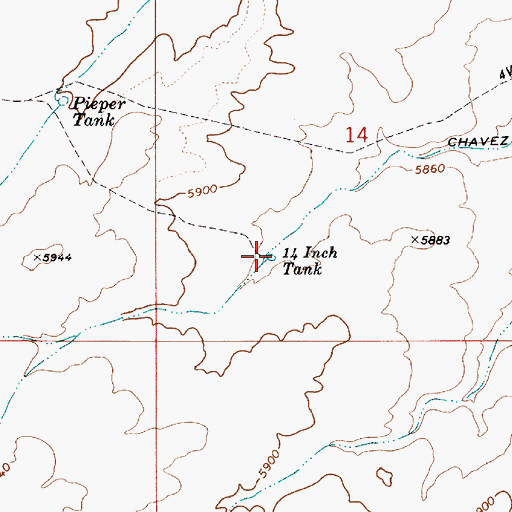 Topographic Map of Fourteen Inch Tank, AZ