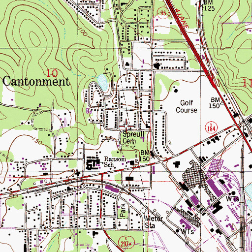 Topographic Map of Spreull Cemetery, FL