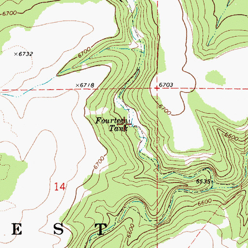 Topographic Map of Fourteen Tank, AZ
