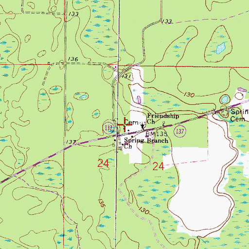 Topographic Map of Spring Branch Church, FL