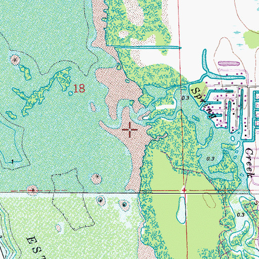 Topographic Map of Spring Creek, FL
