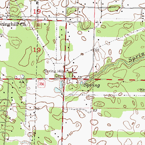 Topographic Map of Spring Hill Cemetery, FL