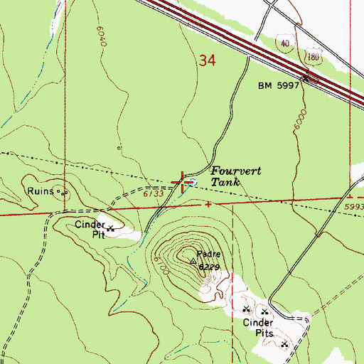 Topographic Map of Fourvert Tank, AZ