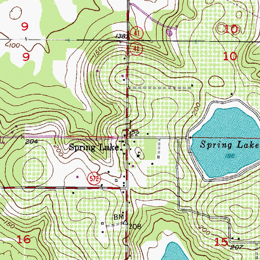 Topographic Map of Spring Lake, FL