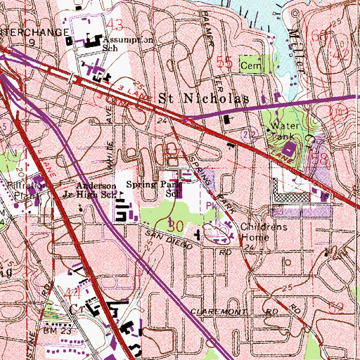 Topographic Map of Spring Park Elementary School, FL