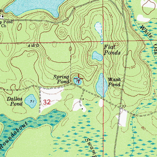 Topographic Map of Spring Pond, FL